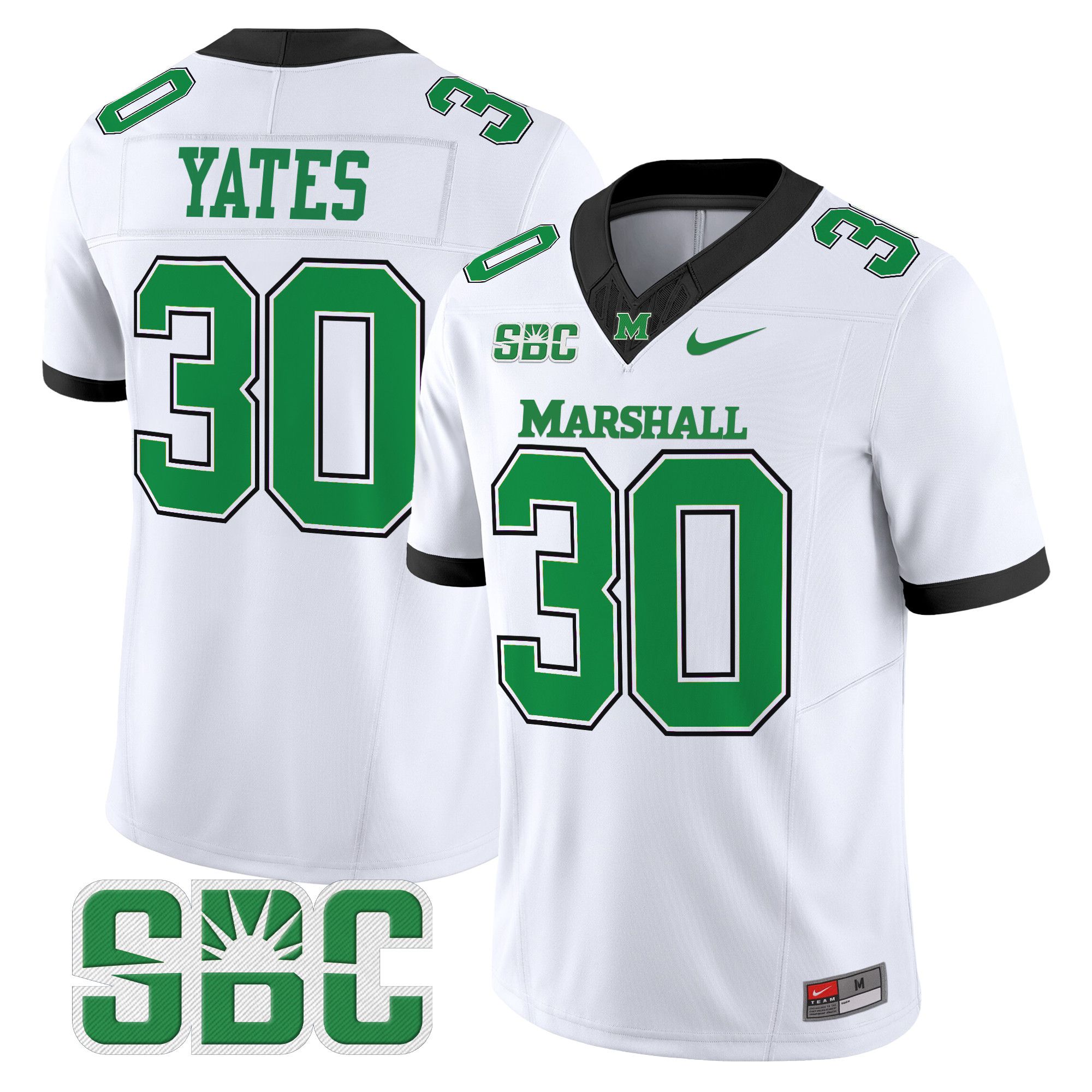 Men Marshall Thundering Herd #30 Yates White Nike 2024 Vapor Limited NCAA Jersey->more ncaa teams->NCAA Jersey